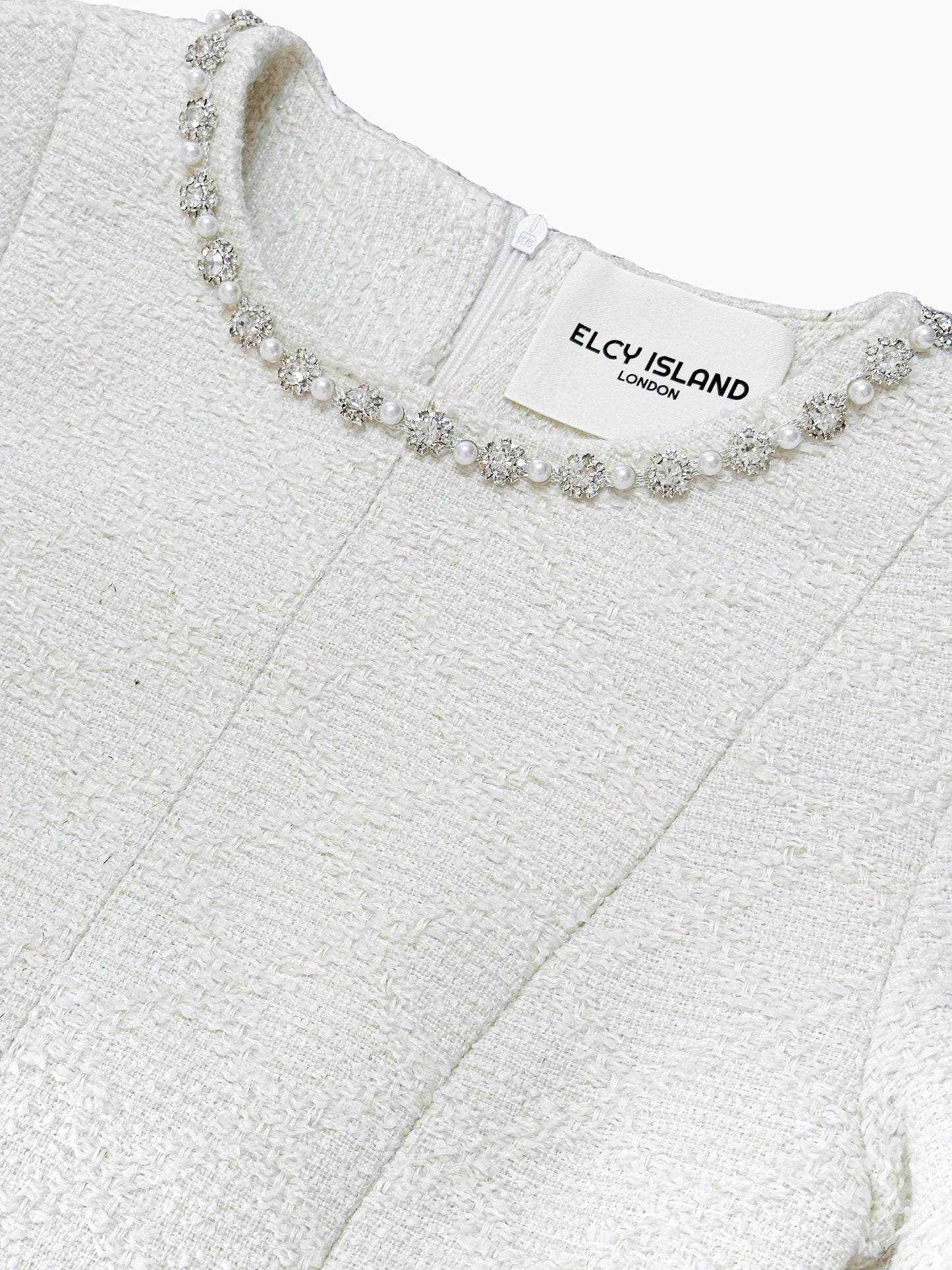Laila Pearl Round Neck A-line Dress (IVORY) - ELCY ISLAND