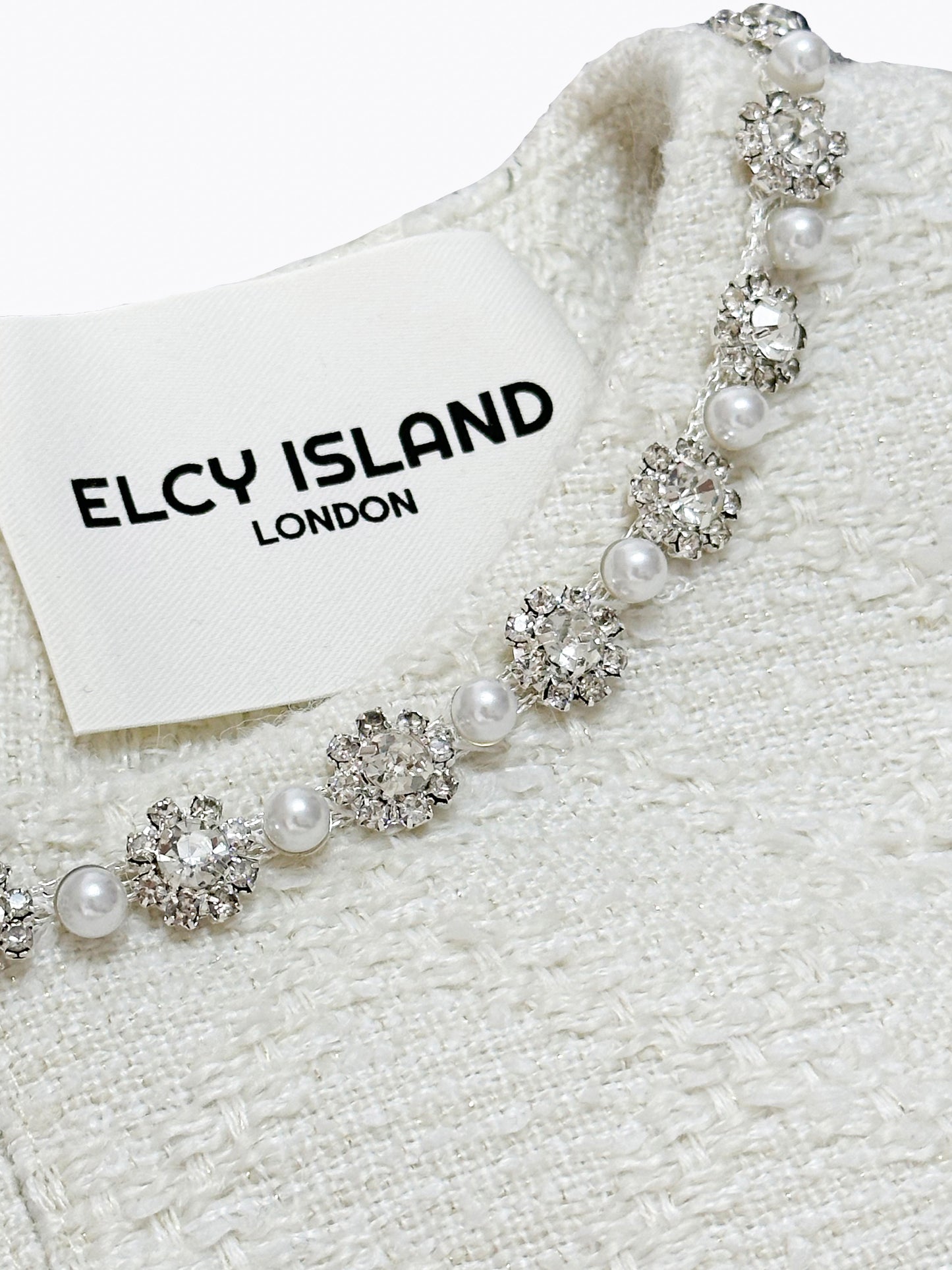 Laila Pearl Round Neck A-line Dress (IVORY) - ELCY ISLAND