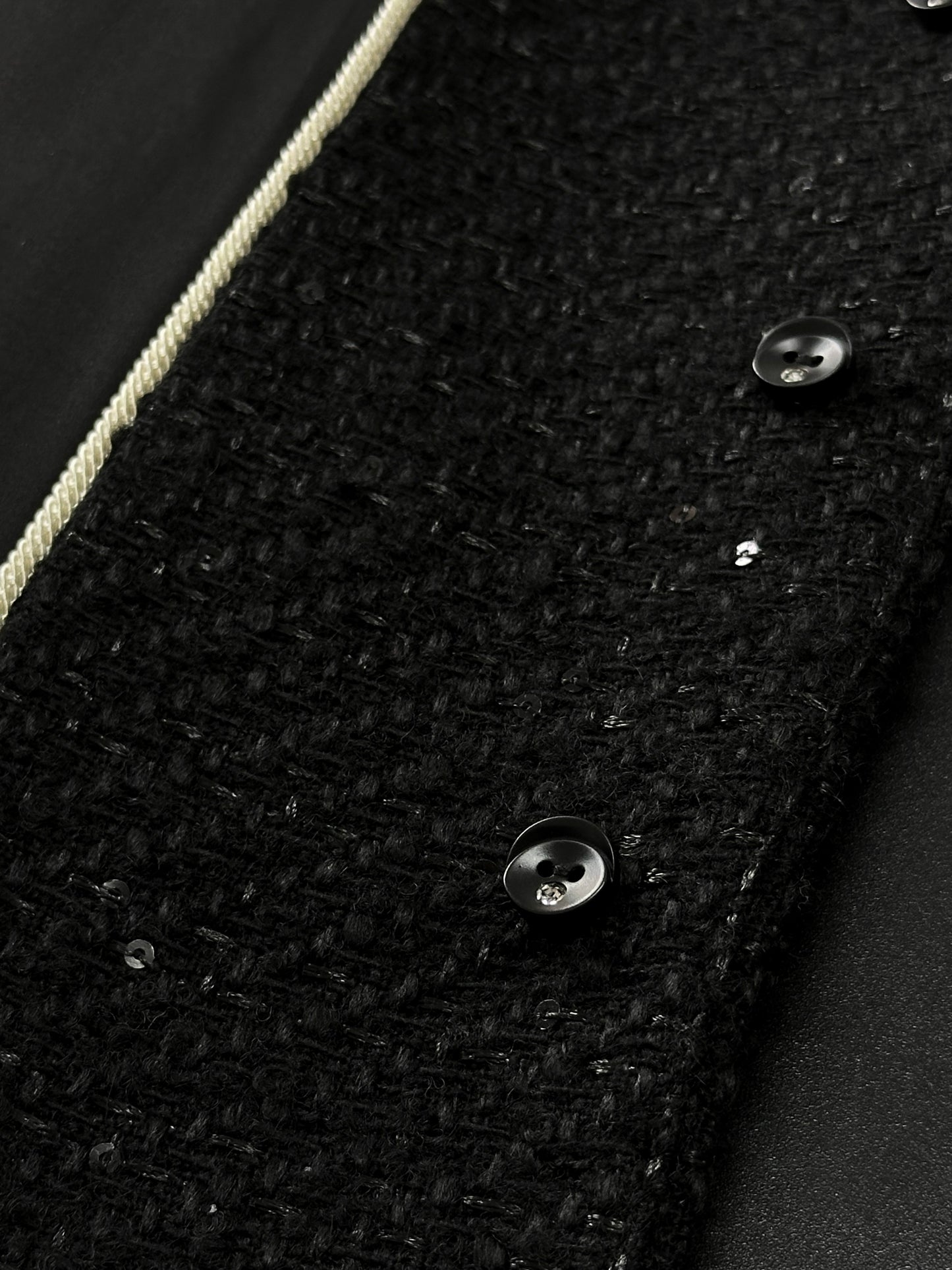 Hourglass Tailored Tweed Jacket (BLACK) - ELCY ISLAND