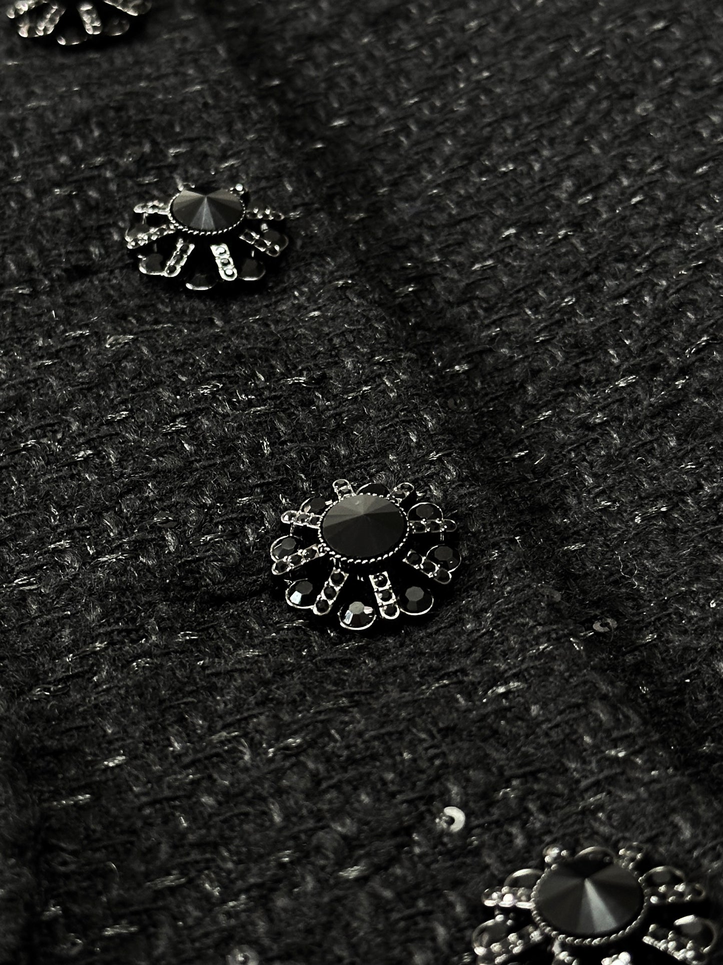 Hourglass Tailored Tweed Jacket (BLACK) - ELCY ISLAND