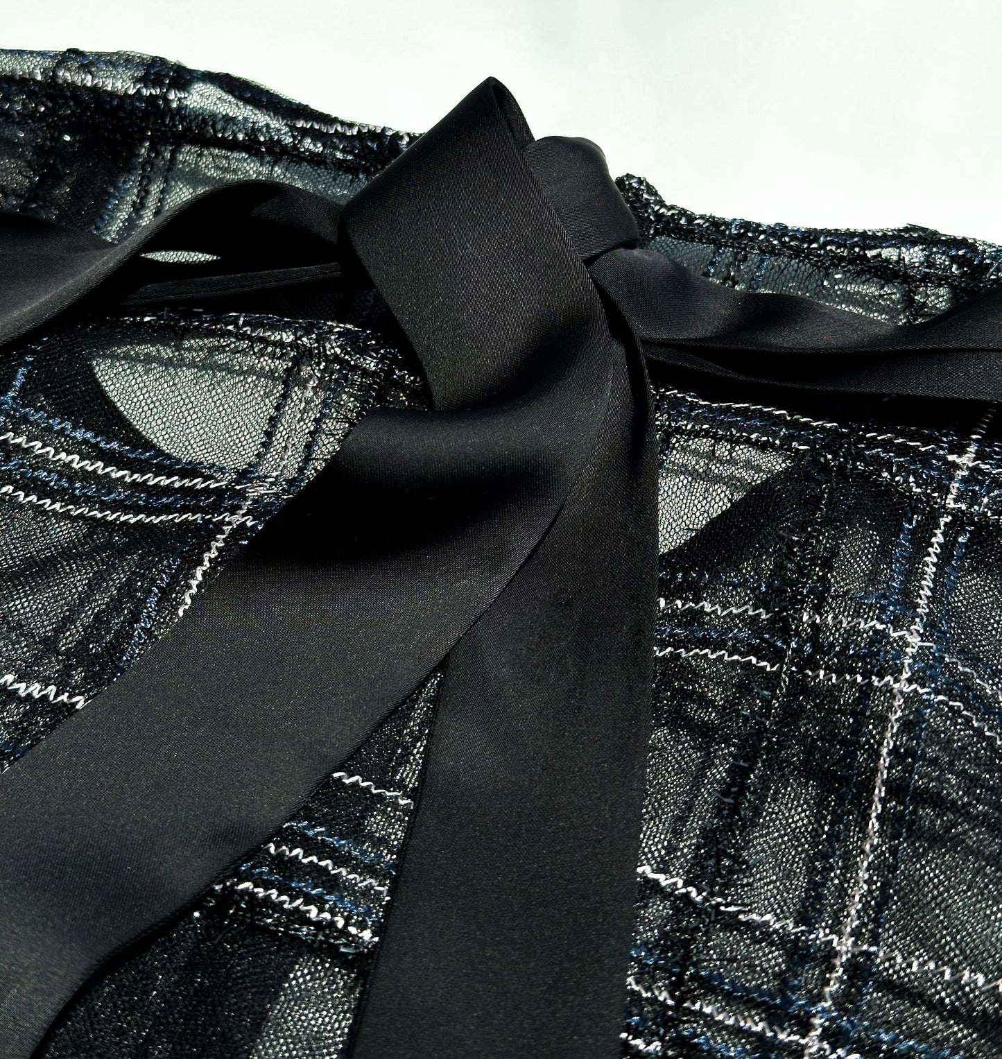 Valentina Lace Tulle Ribbon Blouse (BLACK) - ELCY ISLAND