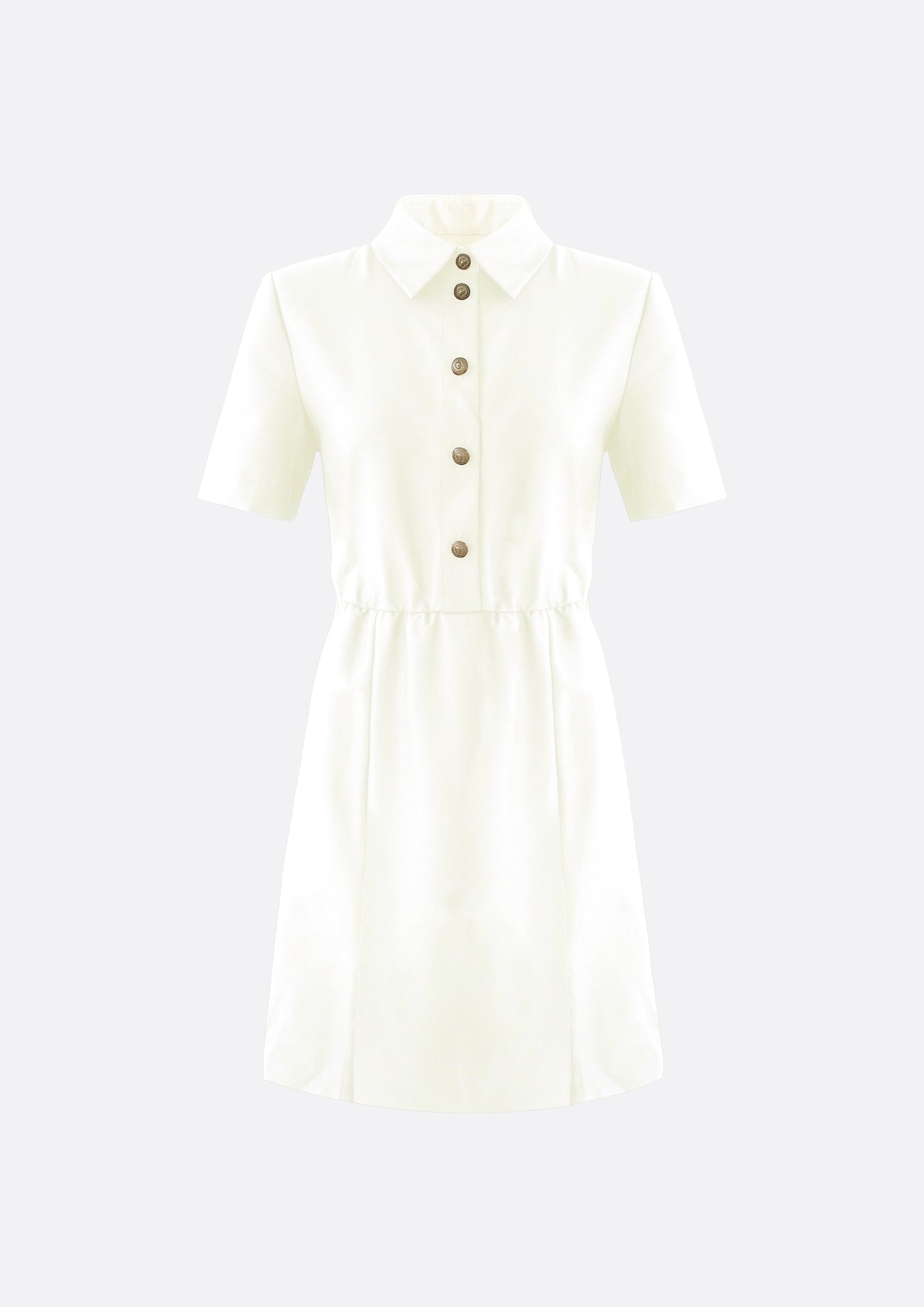 Lily Gold Button Collar Shirt Mini Dress (IVORY) - ELCY ISLAND