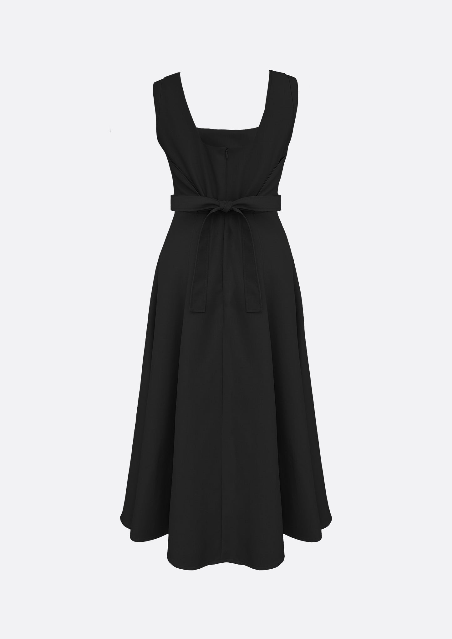 Odette Square Neck Wool Blended A-line Dress (BLACK) - ELCY ISLAND