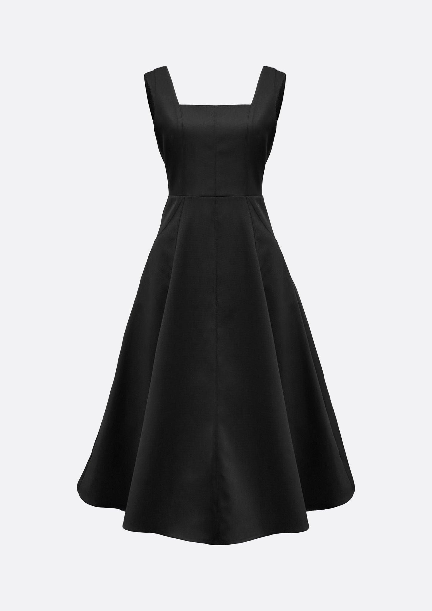 Odette Square Neck Wool Blended A-line Dress (BLACK) - ELCY ISLAND