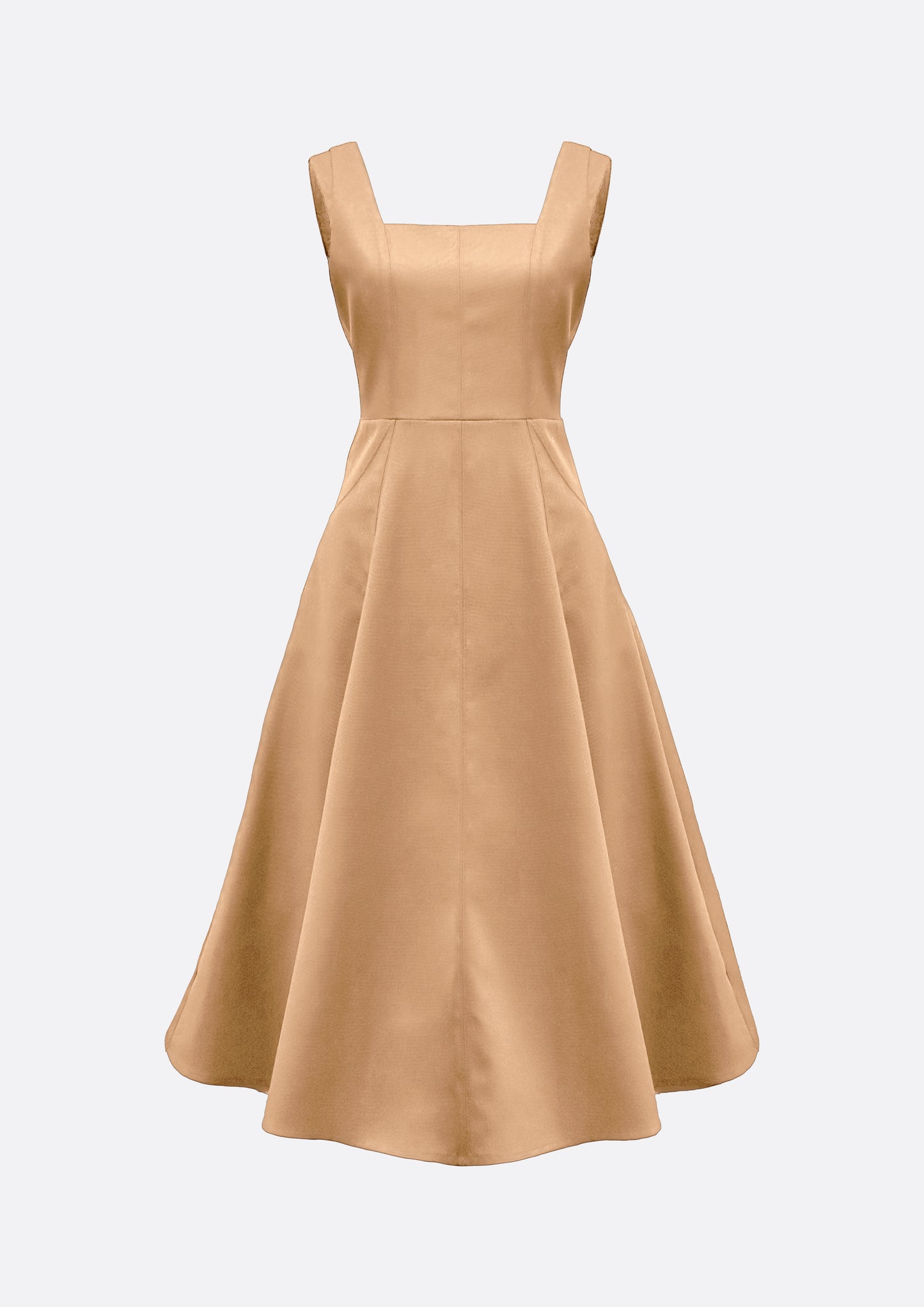 Odette Square Neck Wool Blended A-line Dress (BLACK) - ELCY ISLAND