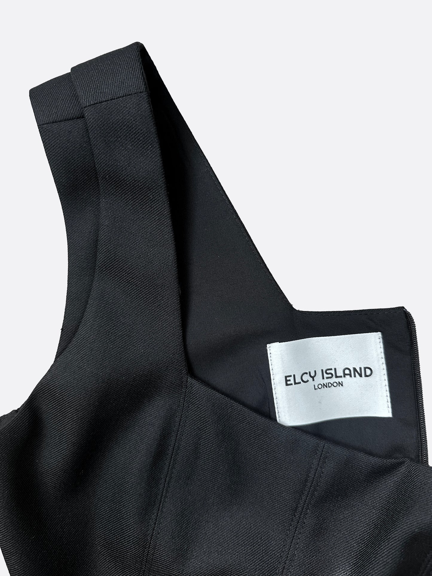 Odette Square Neck Wool Blended A-line Dress (BLACK) - ELCY ISLAND