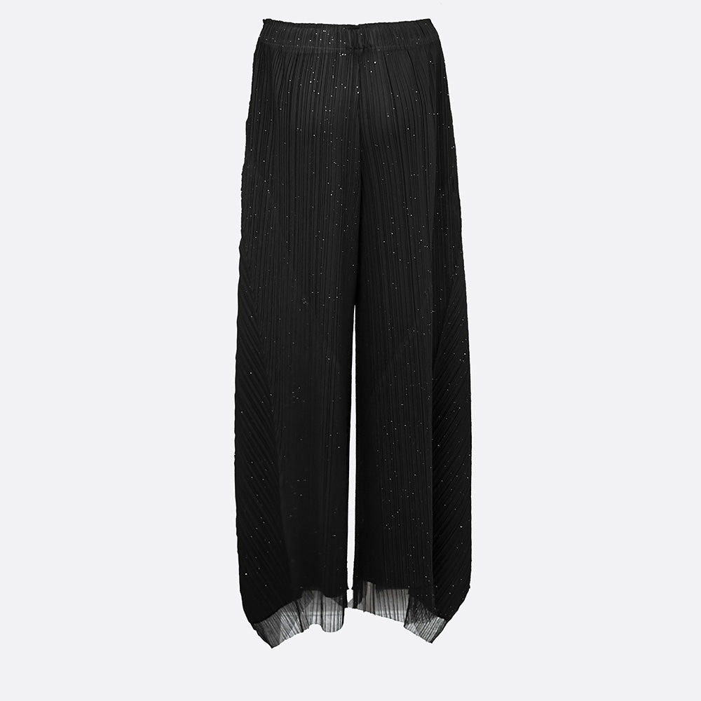 Luminous Wide Pleats Banding Pants (BLACK, KHAKI) - ELCY ISLAND