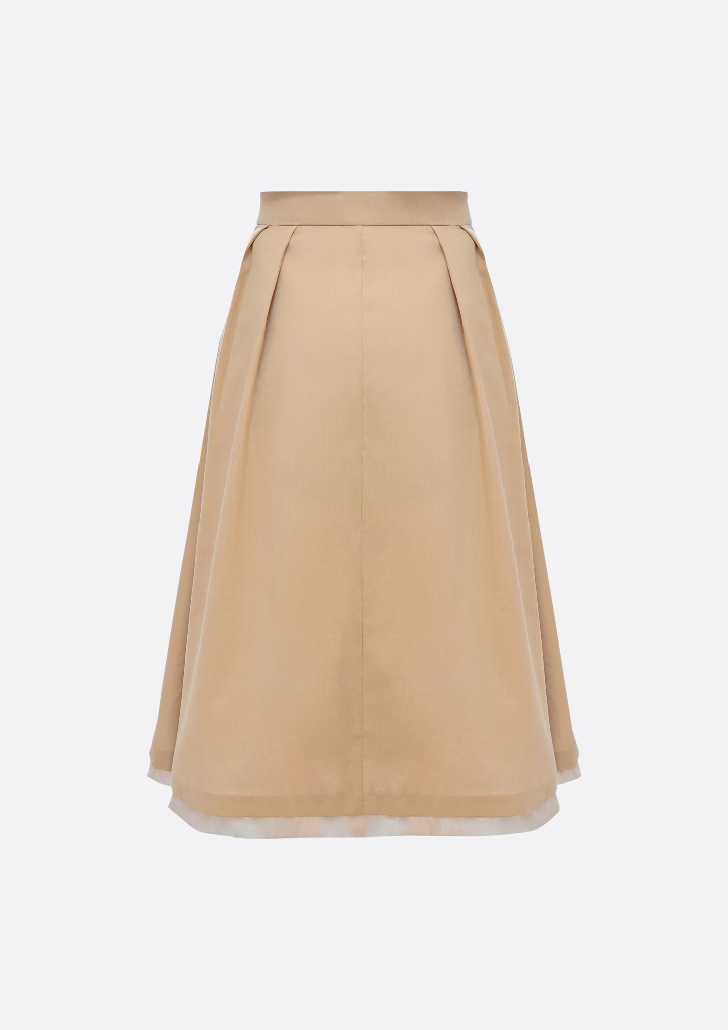 Grace Organza-Trim Wool A-line Skirt (BEIGE) - ELCY ISLAND