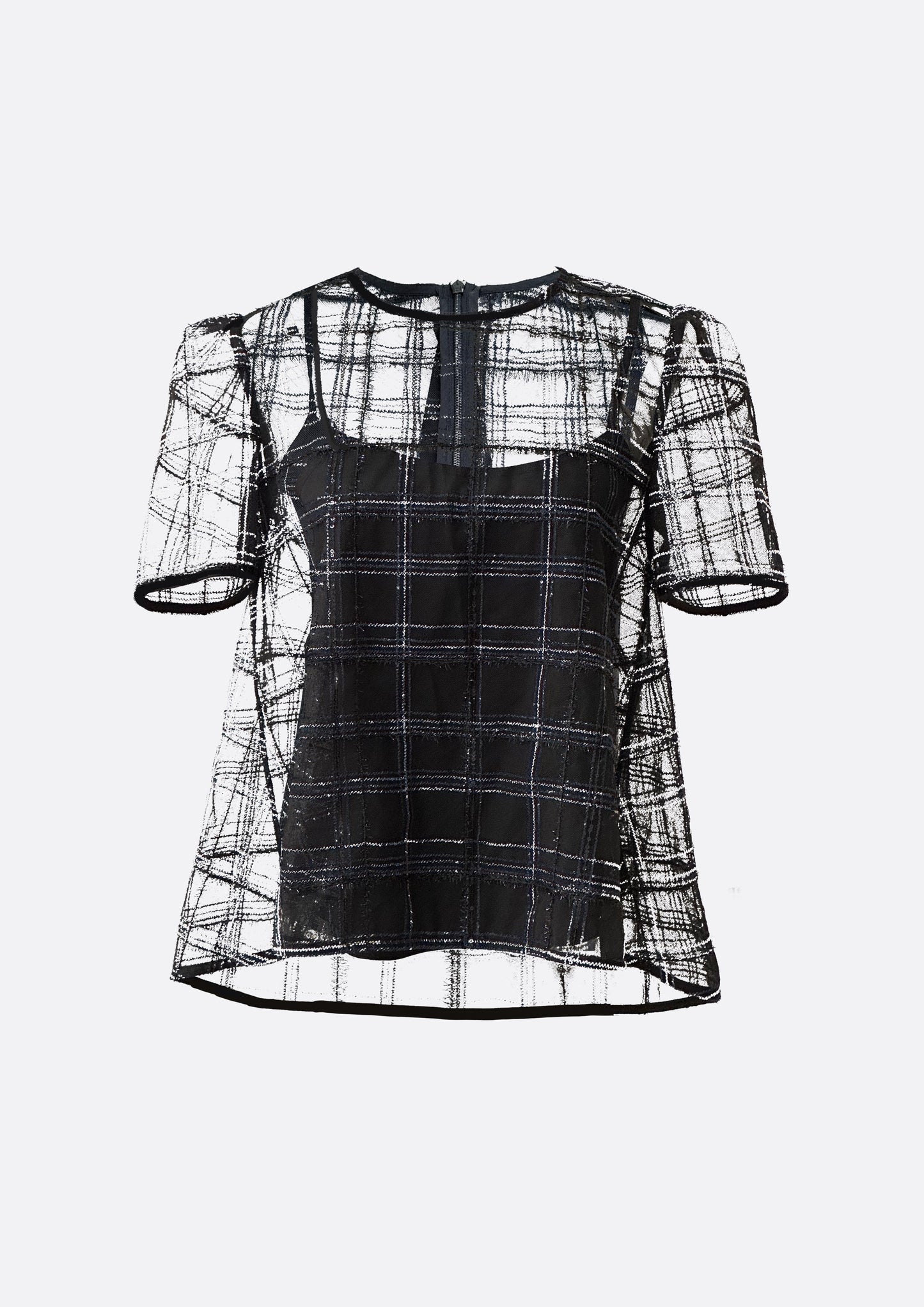 Valentina Lace Tulle Ribbon Blouse (BLACK) - ELCY ISLAND