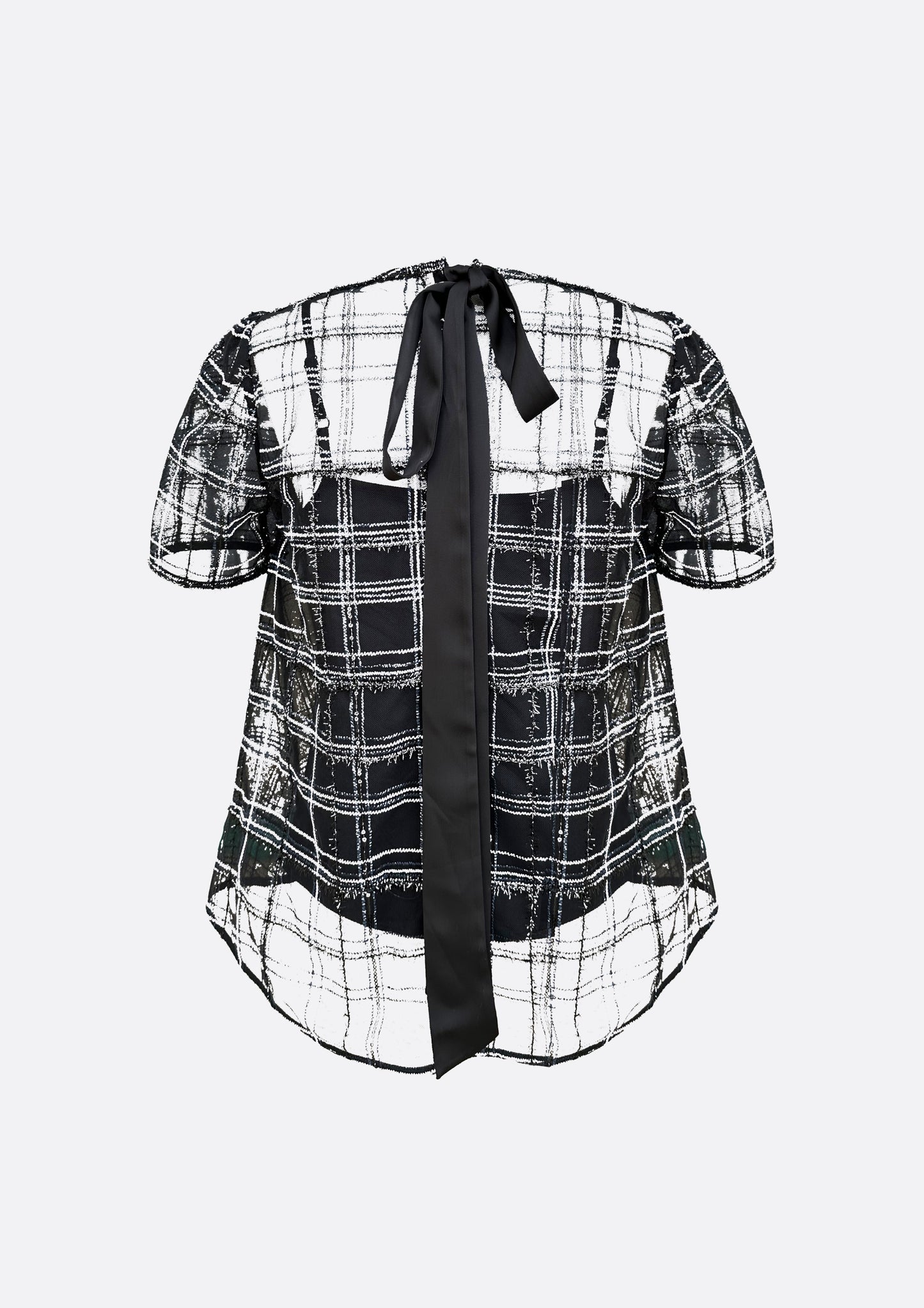 Valentina Lace Tulle Ribbon Blouse (BLACK) - ELCY ISLAND