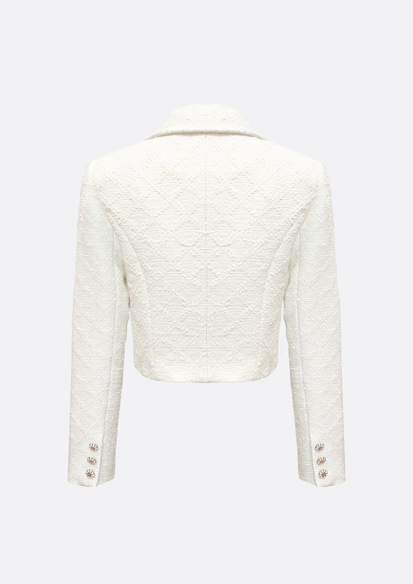 Romantic Cropped Tweed Jacket (IVORY) - ELCY ISLAND