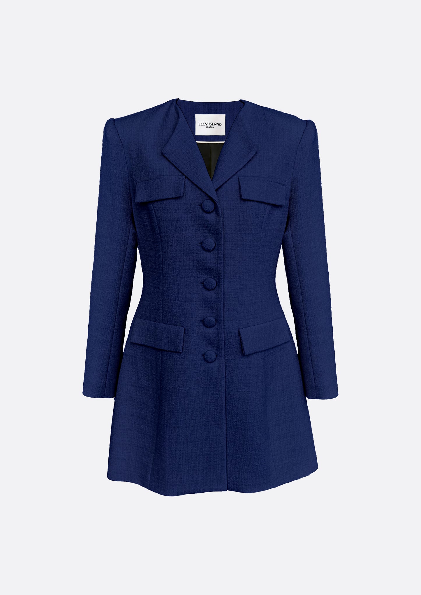Hourglass Tailored Tweed Jacket (DARK BLUE) - ELCY ISLAND
