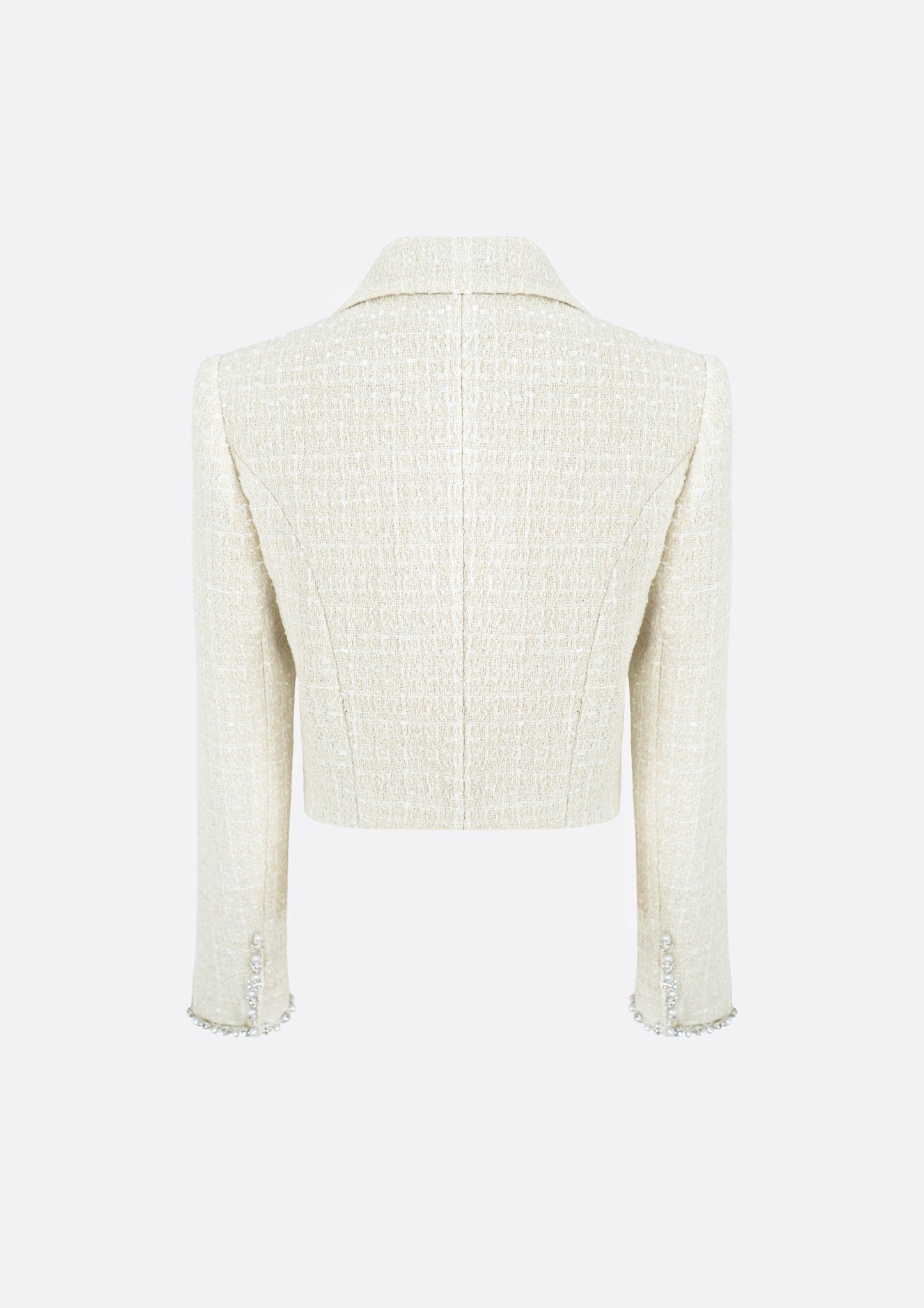Isabella Pearl Cropped Tweed Jacket (IVORY) - ELCY ISLAND