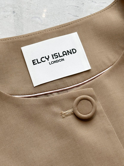 Grace Organza-Trim Wool Jacket (BEIGE) - ELCY ISLAND
