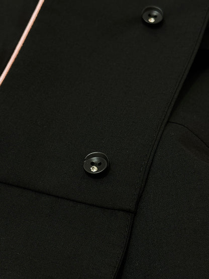 Grace Organza-Trim Wool Jacket (BLACK) - ELCY ISLAND