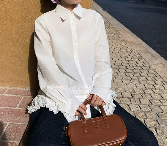 Ruffled Charm Button-Up Blouse