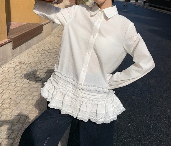 Ruffled Charm Button-Up Blouse