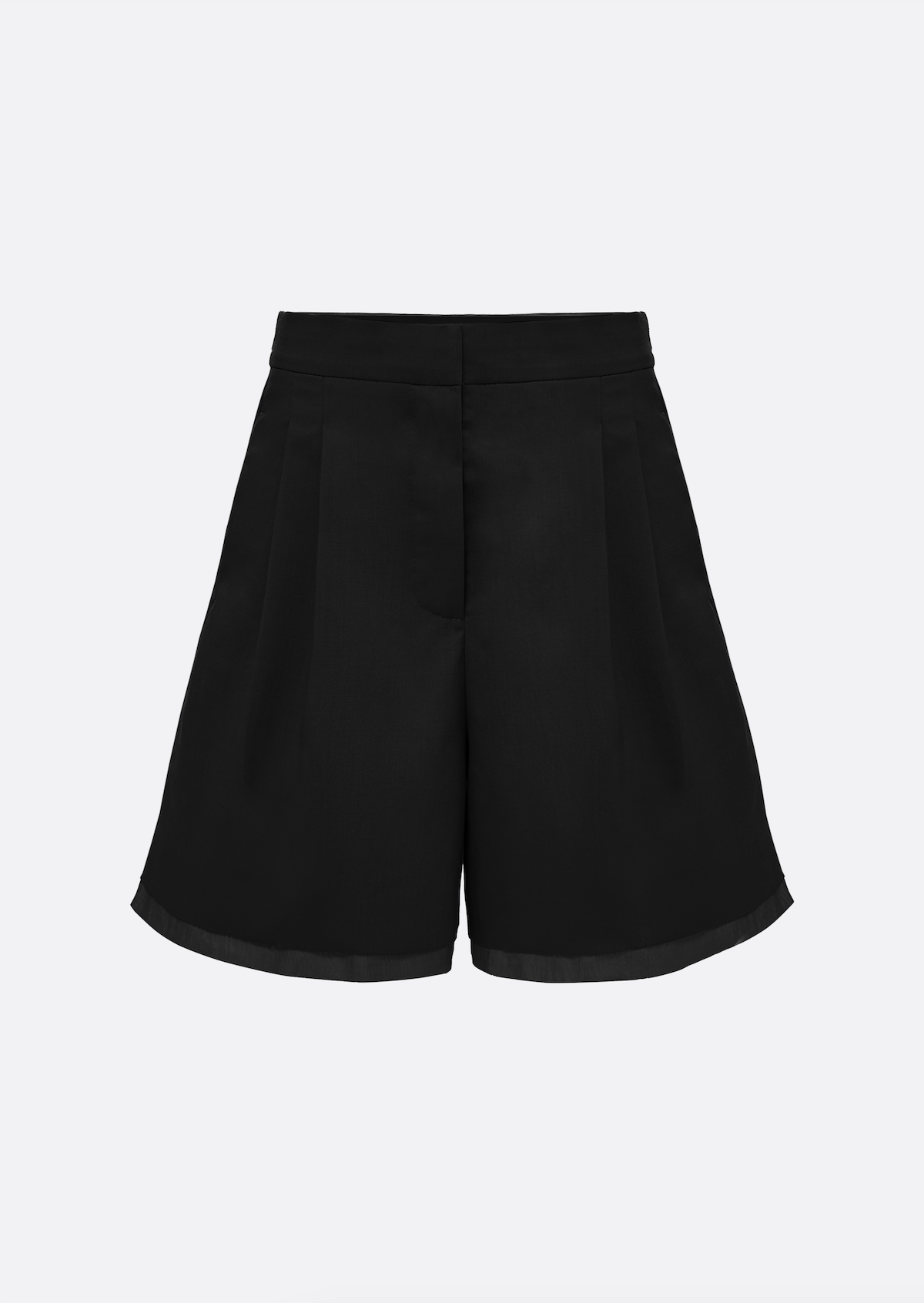 Grace Organza-Trim Wool Shorts (BLACK) - ELCY ISLAND