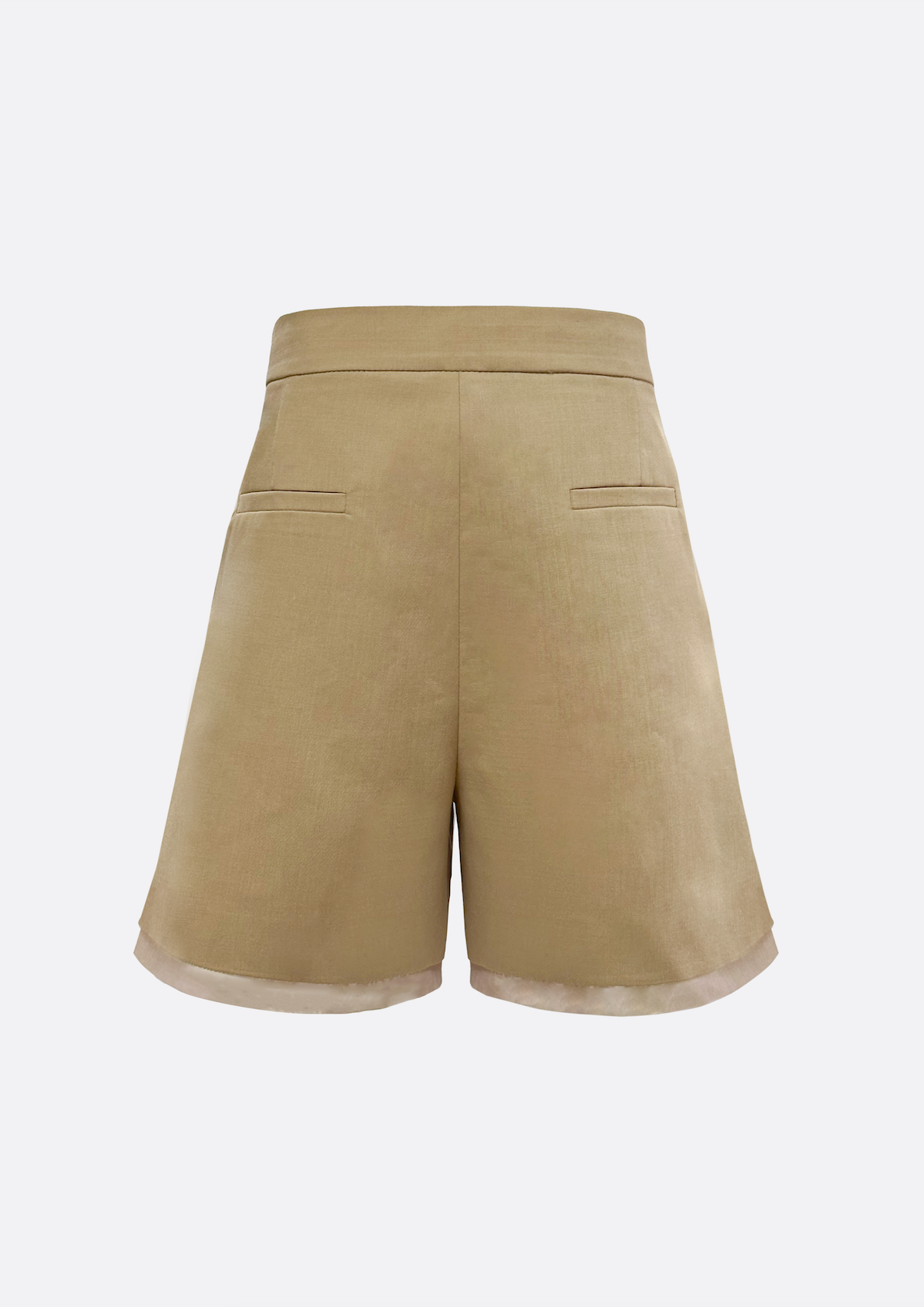 Grace Organza-Trim Wool Shorts (BEIGE) - ELCY ISLAND