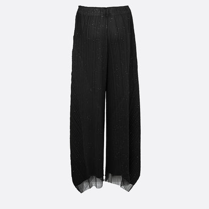 Luminous Wide Pleats Banding Pants (BLACK, KHAKI) - ELCY ISLAND