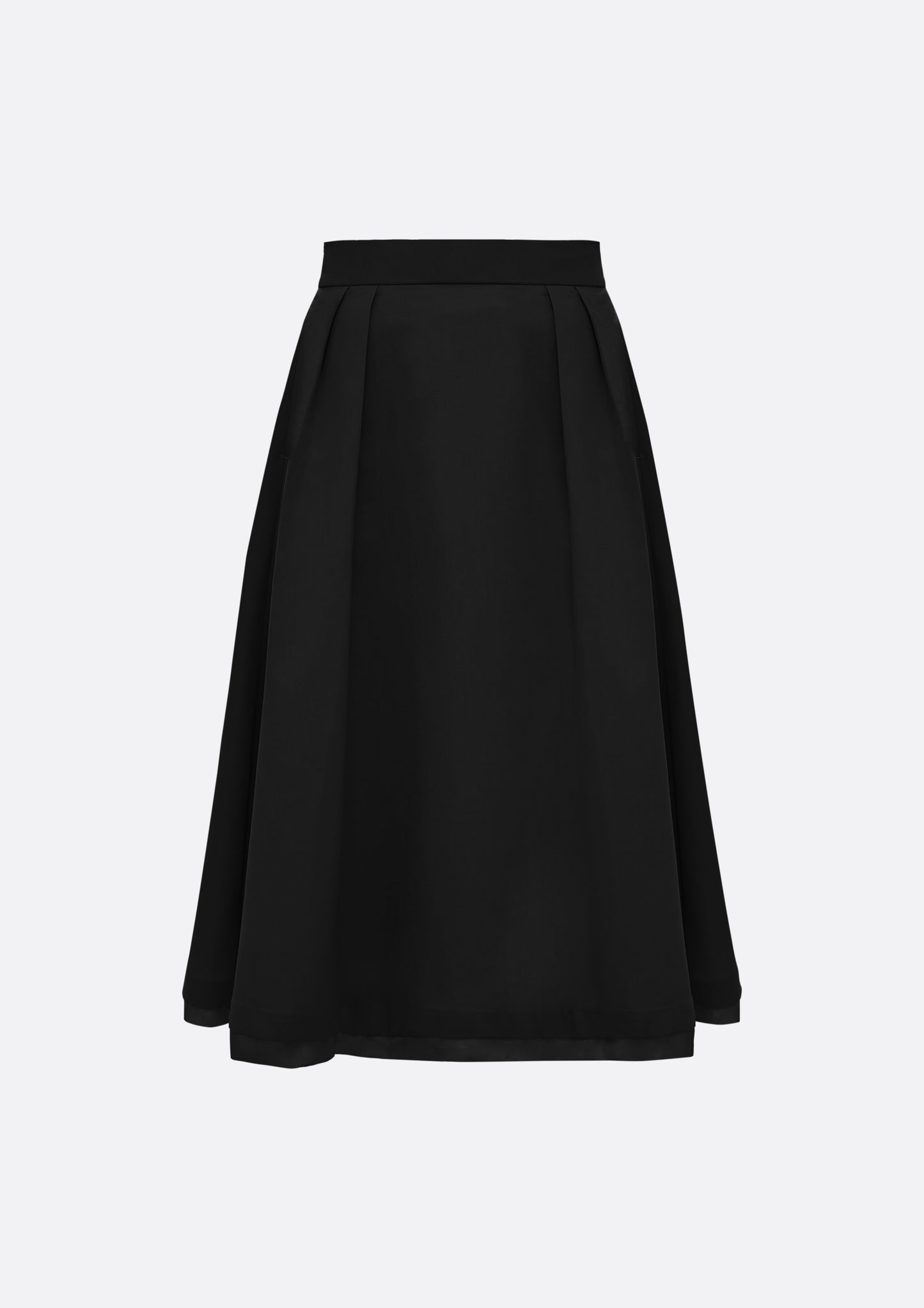Grace Organza-Trim Wool A-line Skirt (BLACK) - ELCY ISLAND