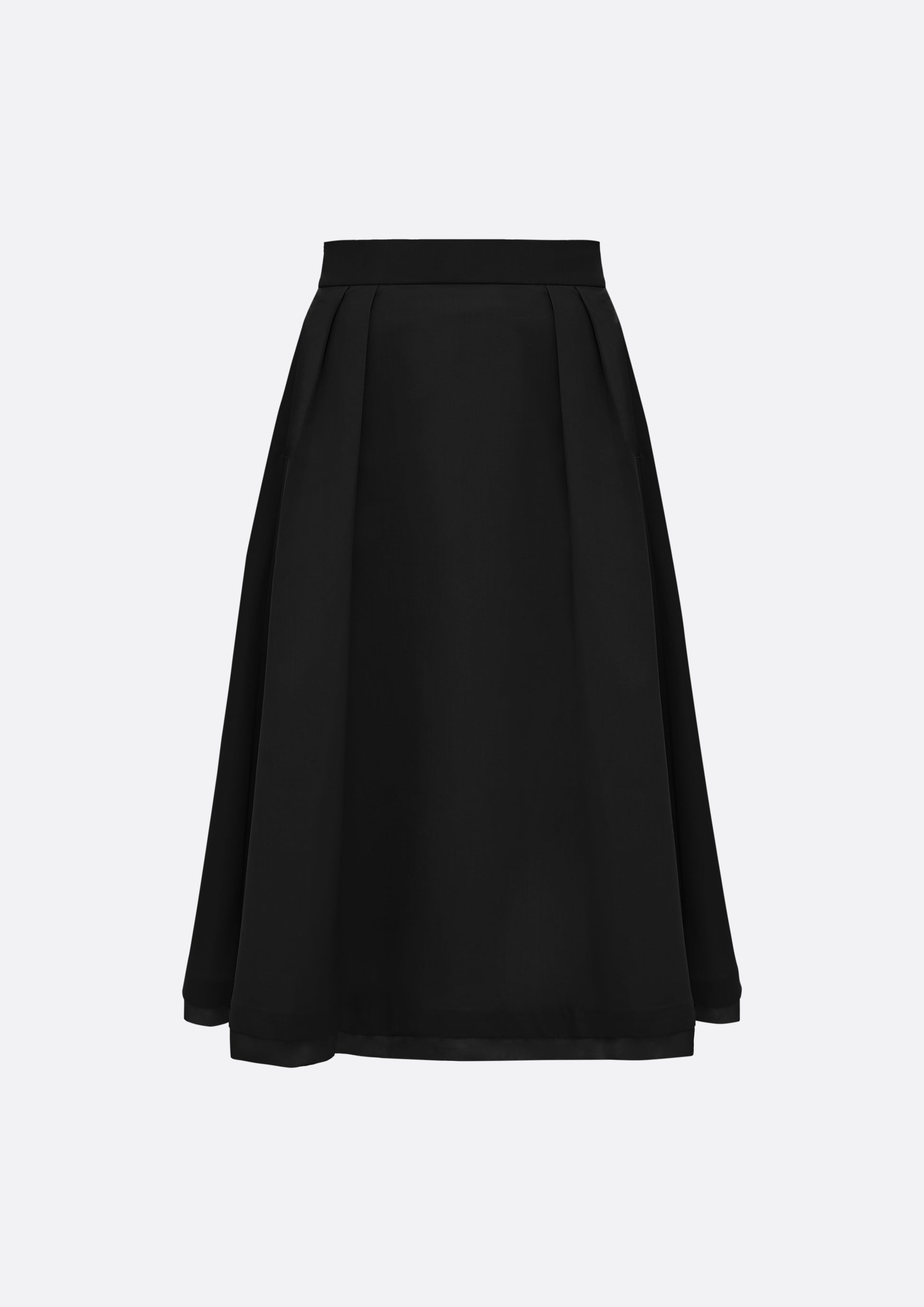 Grace Organza-Trim Wool A-line Skirt (BLACK) - ELCY ISLAND