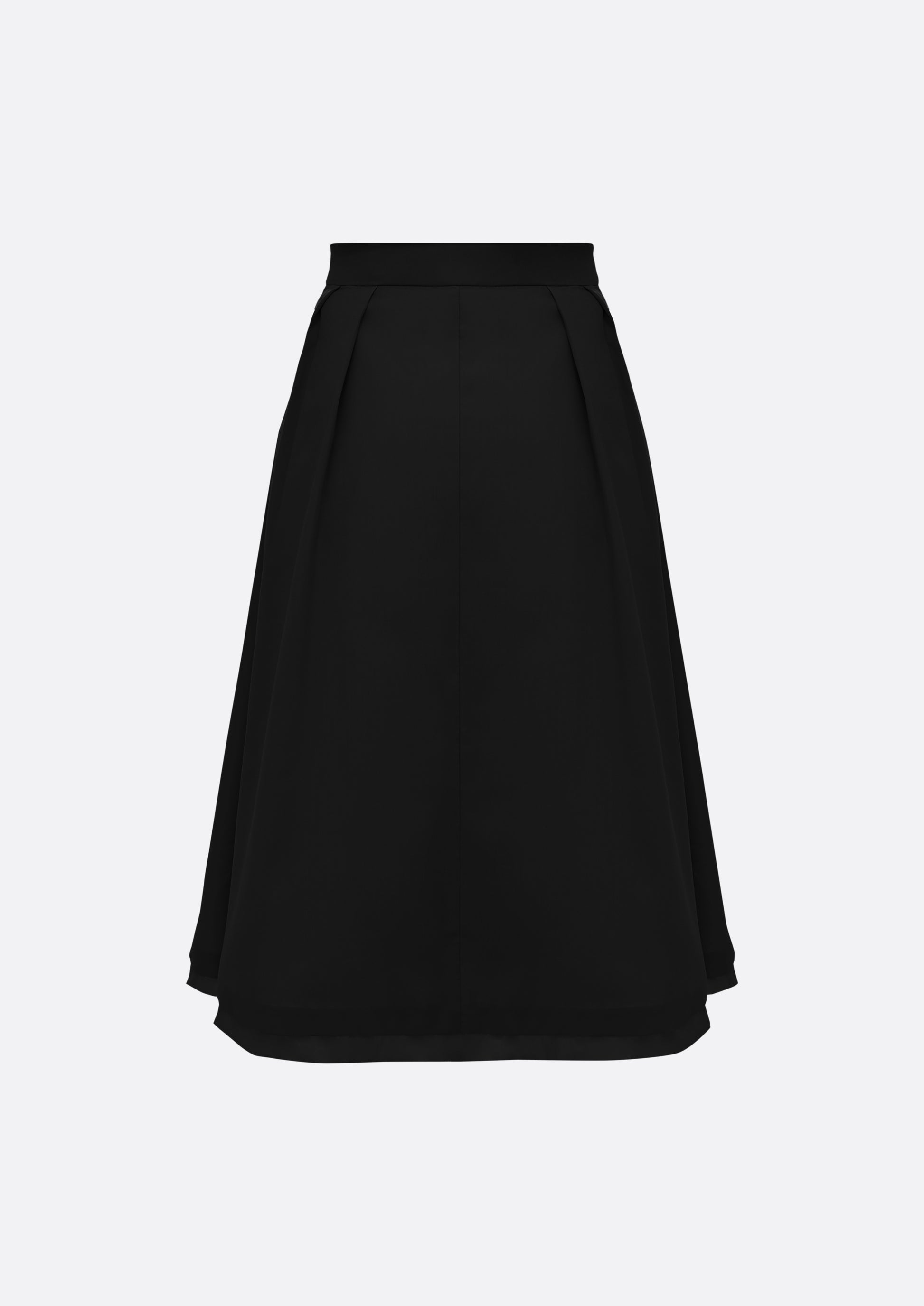 Grace Organza-Trim Wool A-line Skirt (BLACK) - ELCY ISLAND