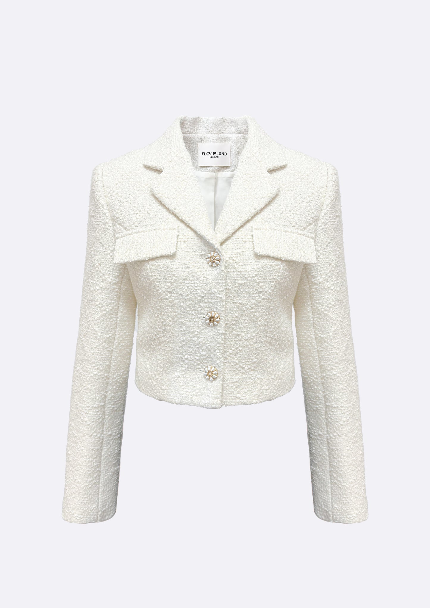 Romantic Cropped Tweed Jacket (IVORY)