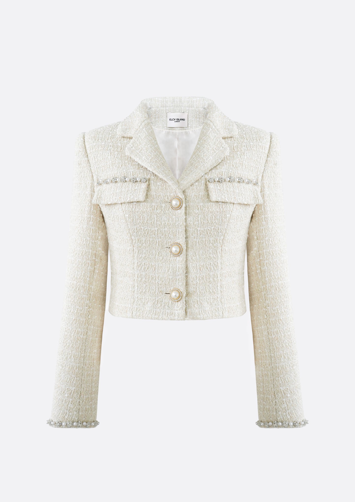 Isabella Pearl Cropped Tweed Jacket (IVORY)