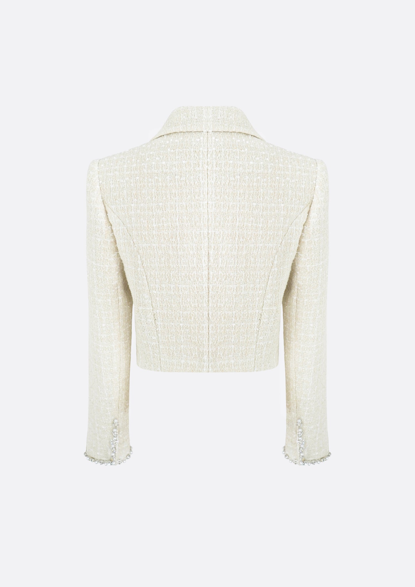 Isabella Pearl Cropped Tweed Jacket (IVORY)